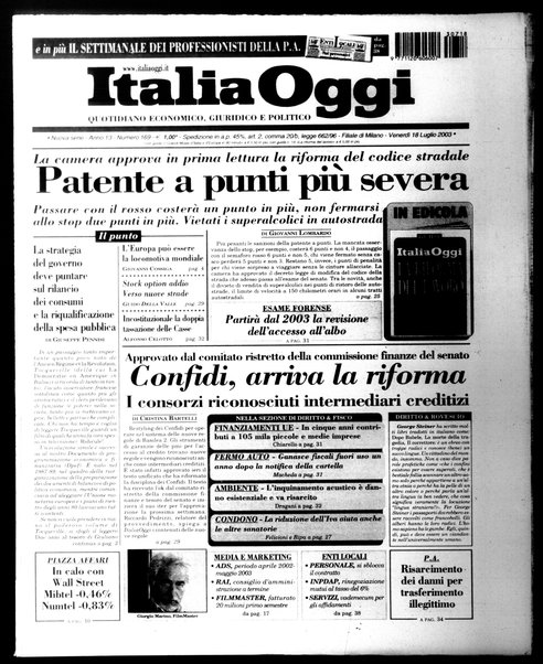 Italia oggi : quotidiano di economia finanza e politica